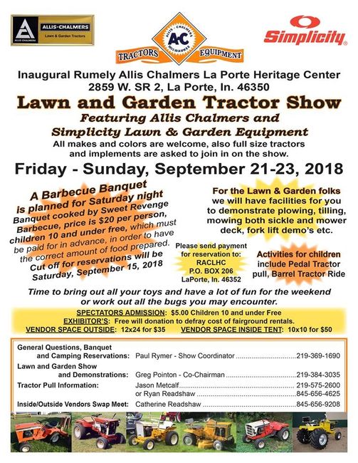 Events Rumely AllisChalmers LaPorte Heritage Center
